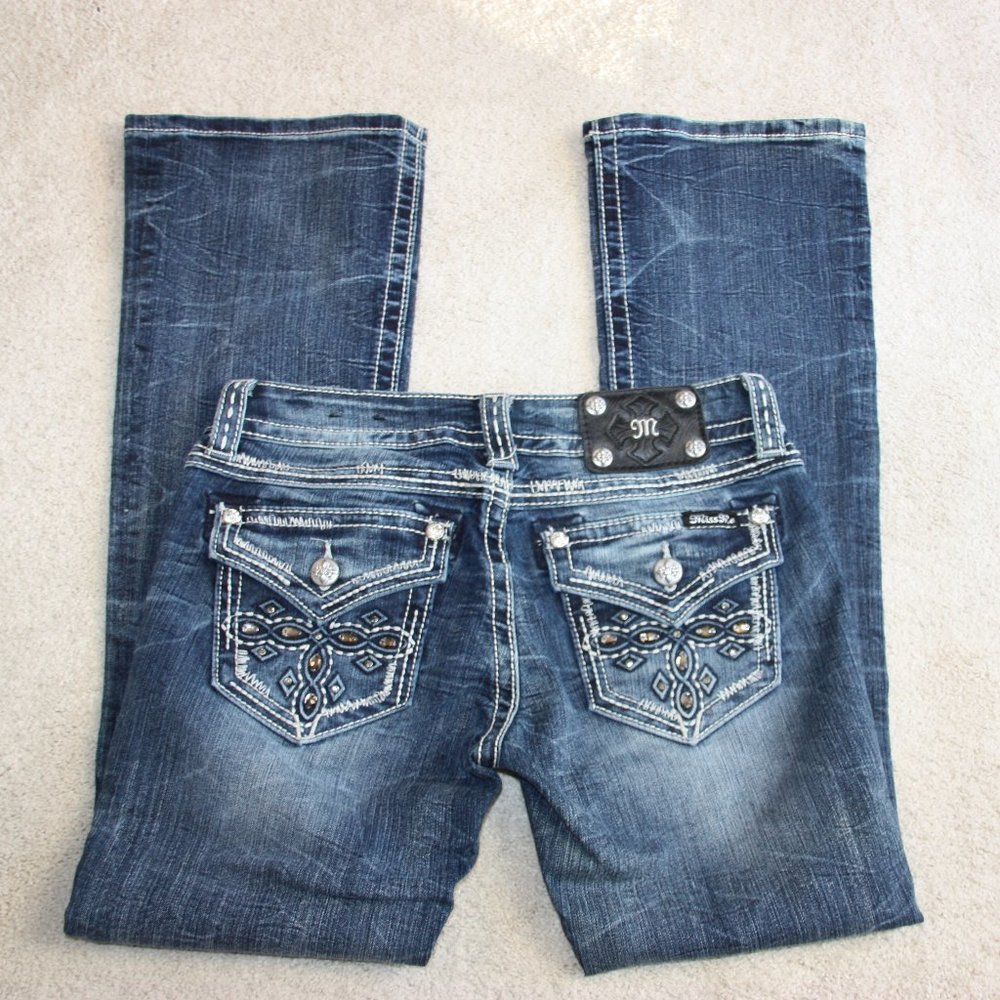 MISS ME JEANS WITH BLUE STONES.  EUC